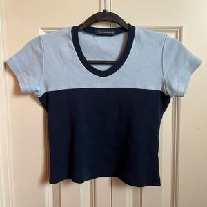Brandy Melville Rare Avery Two Toned Blue Baby Tee